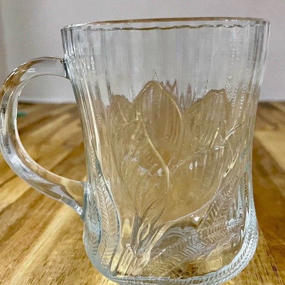 Arcoroc France Vintage Canterbury Crocus Clear Glass Cups Coffee Mugs 1960’s - Picture 5 of 10